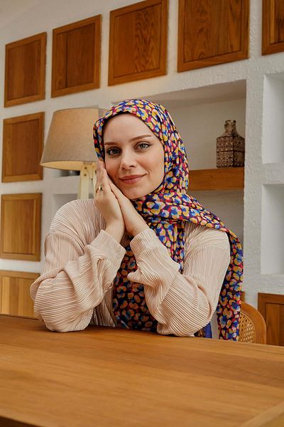 AFVENTE شال قطني ناعم بنمط الفهد باللون الأزرق الداكن