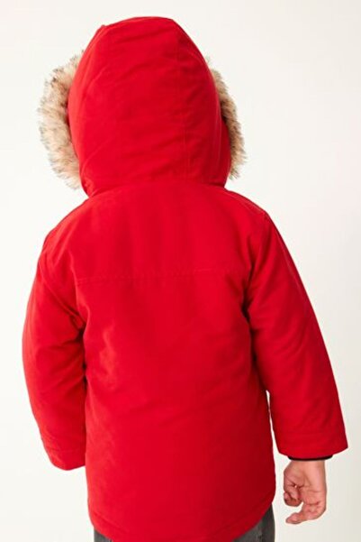 Next Baby Red Hooded  Fleece Lined Water Resistant Jacket