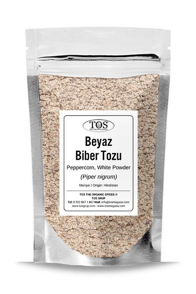TOS The Organic Spices White Black Pepper Powder 1 kg (1St) Quality) Piper Nigrum / Peppercorn, White Ground