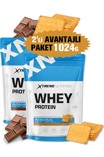 Xtreme Nutrition Whey Protein Powder -512Gx2Pcs=1024G Biscuits+Chocolate 32 Serve (5g Bcaa +4G Glutamin +2G Creatine)