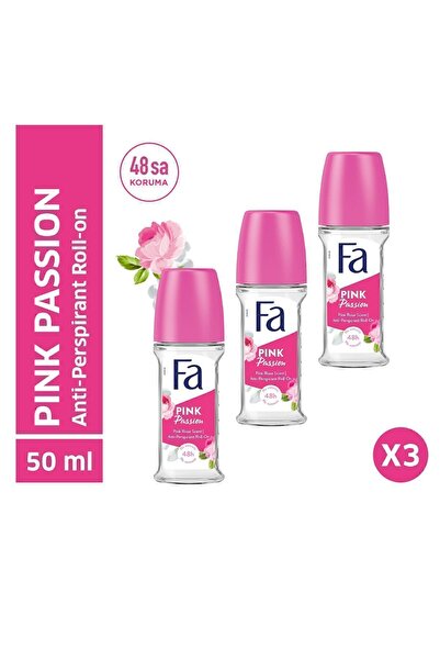Fa Pink Passion  Roll-On Deodorant 3x50 ml set – Aromatik Çiçek Kokusu, 48 Saat Koruma