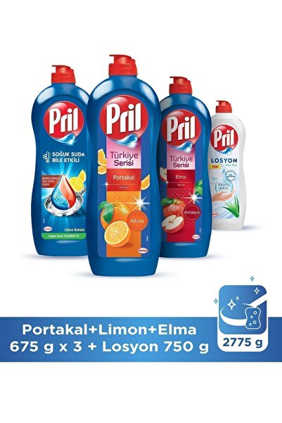 Pril Elde Yıkama Sıvı Bulaşık Deterjanı 4'lü Set - Adana Portakal, Amasya Elm...