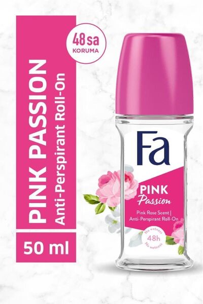 Fa Women Pink Passion Pembe Gül Roll-On 50 ml Kadın Deodorant - 48 Saat Kalıcı Çiçeksi Koku