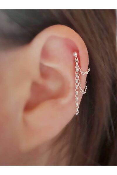 TakıConcept Sallantılı Zincirli Kıkırdak Küpe