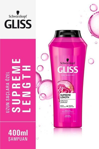 Gliss Supreme Length 400 ml Protective Shampoo - Biotin Complex and Peony Flower Extract