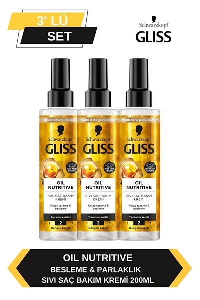 Gliss Oil Nutritive Liquid Conditioner 200ml X Set of 3