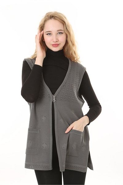 Lamierra Knitwear Openwork Mercerized Vest