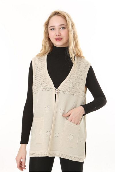Lamierra Knitwear Openwork Mercerized Vest