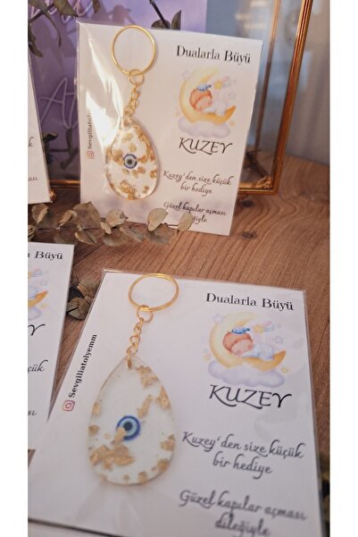 SevgiliAtolyemm 25 قطعة بطاقة القمر عين الشر مطرز المفاتيح ولادة الطفل كينا ا...