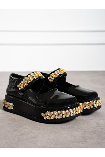 Alemdar Shoes VORD Siyah Rugan Taş Detay Kadın Loafer