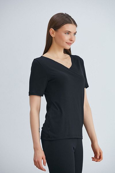 ÇAĞ MODA Set de pijamale pentru femei, tricotat din viscoză, cu decolteu în V, cu mâneci scurte