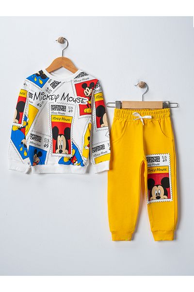 BUUFUU Printed Long Sleeve Elastic Waist Pocket Unisex Children's Top and Bottom Set