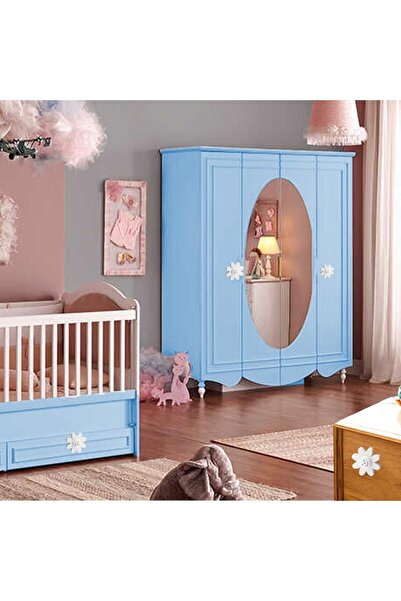 Badem10 Λευκό Χρώμα Πλαστικό Daisy 5 τμχ Παιδικό Δωμάτιο Ντουλάπα Ντουλάπα Κάλυμμα Έπιπλα Κουζίνας Συρτάρι