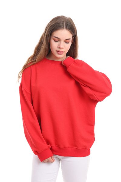 kallima Red Draped Comfortable Fit 100% Cotton 3 Thread Minimal Embroidered Women's Sweat
