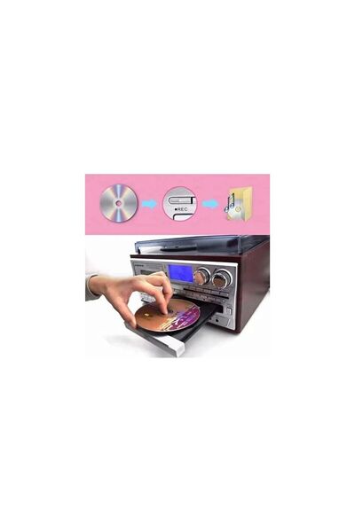 Genel Markalar Nostaljik Pikap Kaset CD Çalar Bluetoothlu Kumandalı Radyo Mp3 USB 33-45-78 lik Plakla