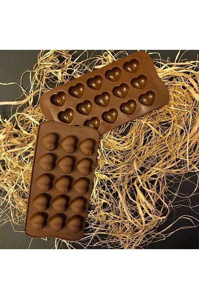 Canderel Chocolate Mold Silicone Heart Patterned Tablet Chocolate Mold 12 Pieces Heart Candy Silicone Mold