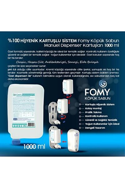 Fomy Antibakteriyel Köpük Sabun Güvenli Derinlemesine Temizlik, Uzun Süreli Hijyen 4x1000 Dispenser