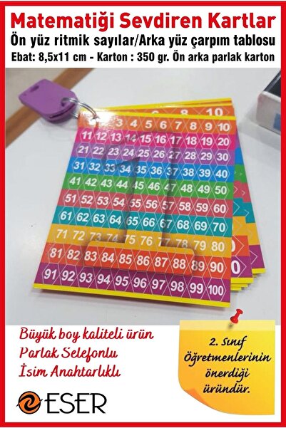 EserMatbaa Eser Çarpım Tablosu Ve Ritmik Sayma Kartları - 10'lu Kart (5 Adet)