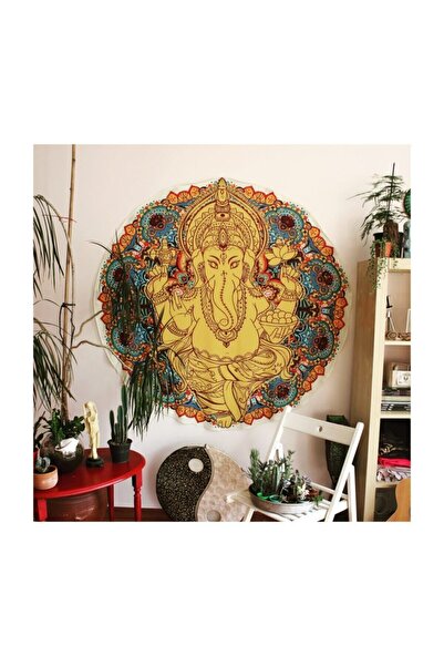 WANDER TAPESTRY Yellow Ganesha Yuvarlak Duvar Örtüsü Tapestry 150x150