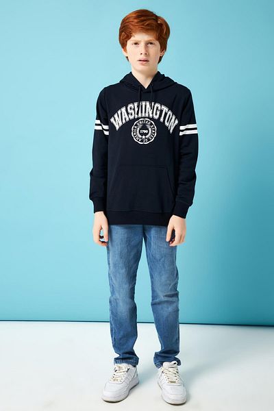 Perendi Ουάσιγκτον Φούτερ για αγόρια με κουκούλα Navy Blue