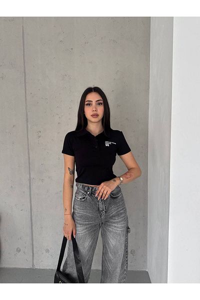 Noa Noa Μπλουζάκι Crop με λεπτομέρεια με γιακά με κουμπιά