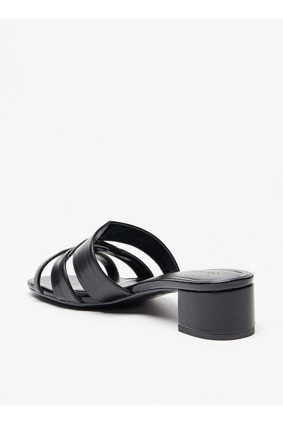 Celeste Women's Solid Cross Strap Slip-On Sandals with Block Heels