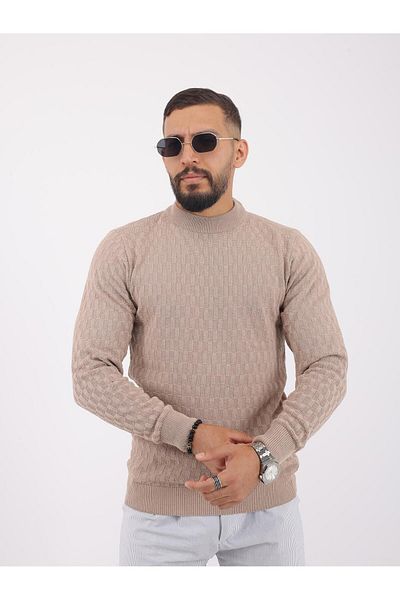 LUPERCUS Μπεζ Πλεκτό Ανδρικό Πουλόβερ - Crew Neck, Μακρύ μανίκι