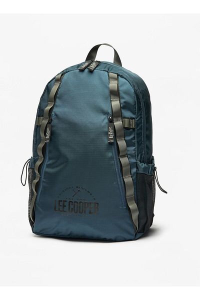 Lee Cooper Logo Print Backpack with Adjustable Straps and Zip Closure