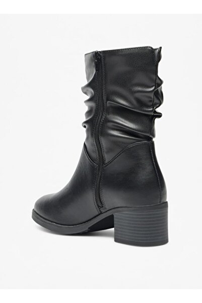 Celeste Women's Ruched High Shaft Boots with Zip Closure and Block Heels