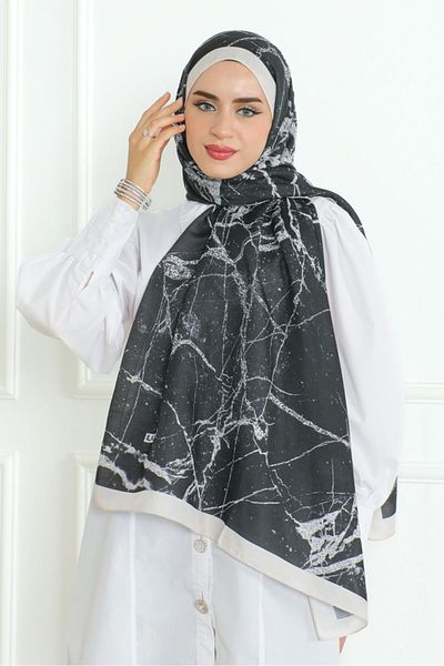 Bestenur Şal moale negru cu model Boris 1141