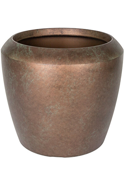 Herdekora Oval İç ve Dış Mekan Saksı Küçük Boy Bakır Eskitme 33,5x33,5x30,5 Cm.