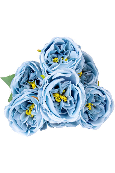 Herdekora Buchet de flori artificiale bujor 7 ramuri albastru 41 cm.