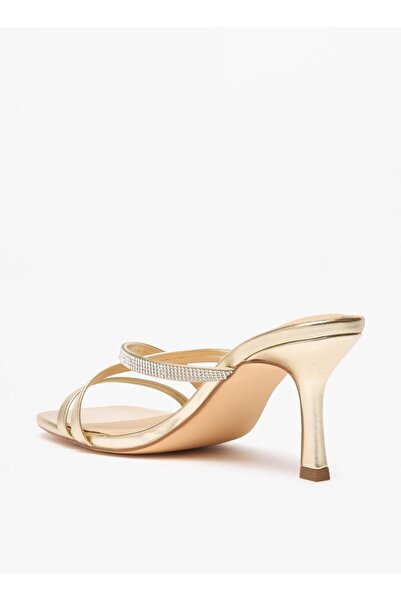 Flora Bella by Shoexpress Flora Bella Embellished Cross Strap Slip-On Sandals with Flared Heels