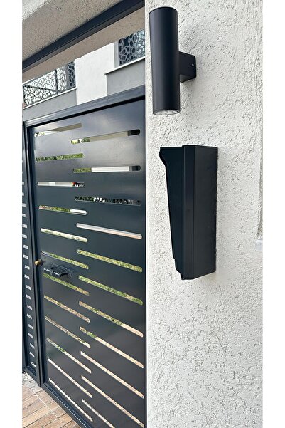 Acil Pano Açılı Yağmurluk Aparatı, 3ü 1 Arada Hırsızlıktan Koruma Metal Zil Paneli- Antrasit15x35x16cm