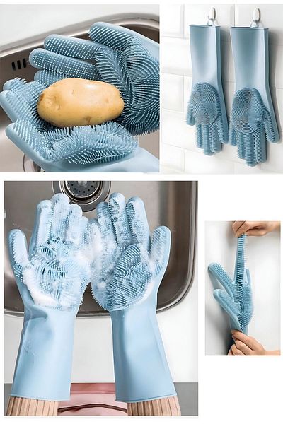 Selenica Magic Gloves Magic Dish Glove Kitchen Bathroom Pet Cleaning Brush