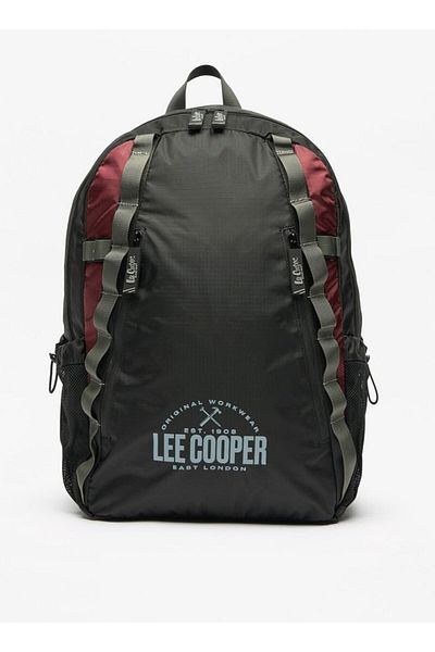 Lee Cooper Logo Print Backpack with Adjustable Straps and Zip Closure