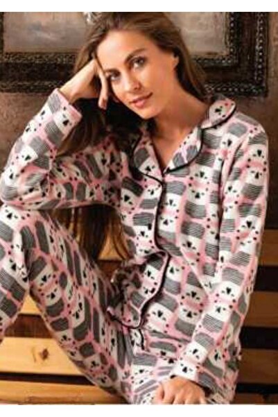 pijamakeyfi Kışlık Polar Düğmeli Pijama Takımı