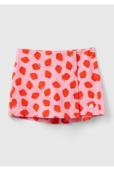 United Colors of Benetton Κόκκινο-ροζ μοτίβο φωτεινό λογότυπο κεντημένο σορτς...