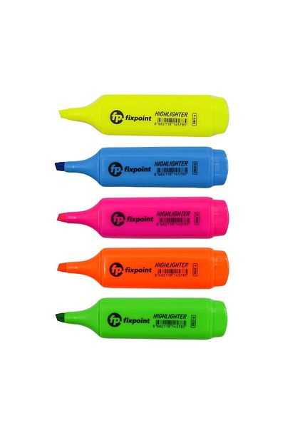FixPoint Highlighter Set of 5 Yellow-Pink-Orange-Green-Blue (P-5785)