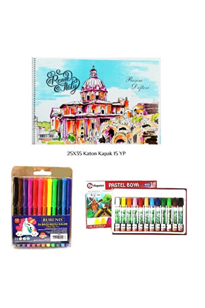 Smart Kids Rubenis Kırtasiye Boyama Seti Keçeli Kalem + Pastel Boya 12 Li Res...