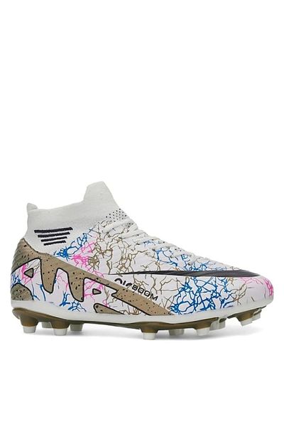 KAOF SHOES White Crampon Air Zoom Sock with Wristband Carpet Field Shoes Football Shoes Kids Crampon