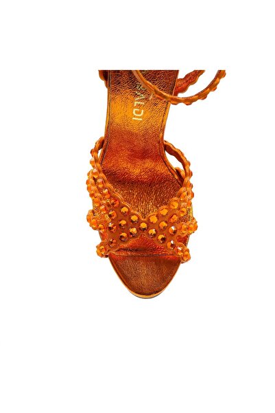 Sofia Baldi Orange Leather Lada Women's Heeled Sandals