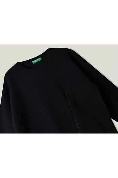 United Colors of Benetton Hanorac cu fermoar în cruce neagră pentru băiat