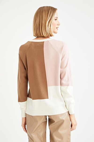 DeFacto Color Blocked Crew Neck Knitwear Sweater - Relax Fit W4160Az21Wn
