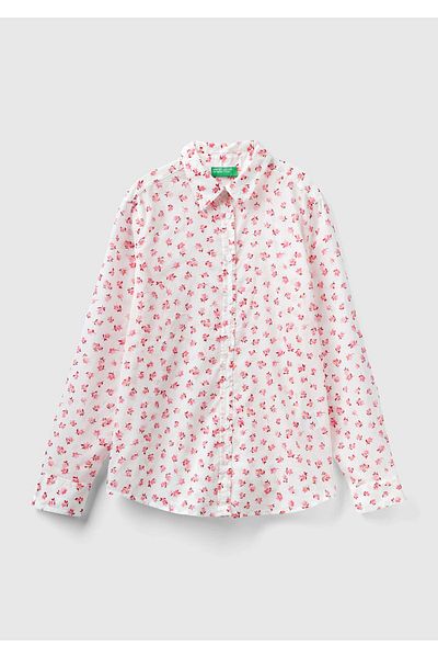 United Colors of Benetton Cămașă de damă 100% bumbac cu model mixt roz