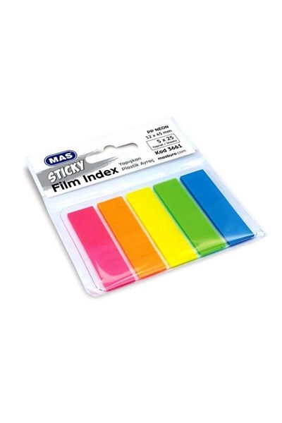 Mas 5 Color 12X45 mm Rectangular Film Index Postit Bookmark
