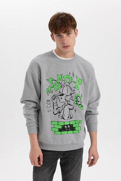 DeFacto Crew Neck Printed Oversize Sweatshirt - B4944Ax23Au