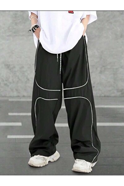 Toum Unisex Y2K Detailed Blunt Baggy Sweatpants - Parachute Fabric