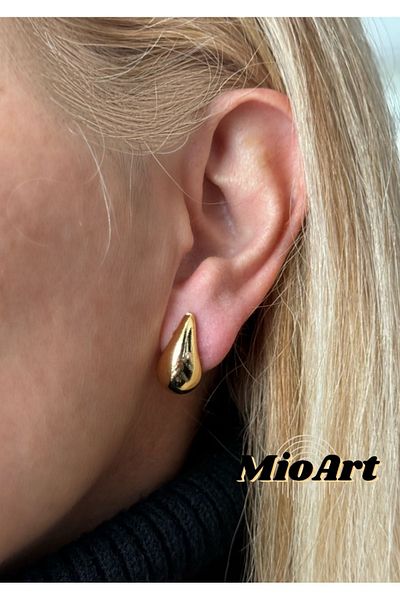 MioArt Women's Gold Trend Drop Small Mini 2 Cm Earrings