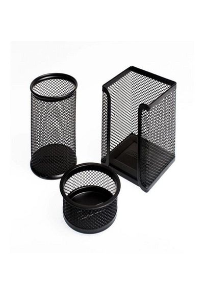 easyso Linea Mesh Metal Desk Set 3-Piece Desktop Pen Holder Set